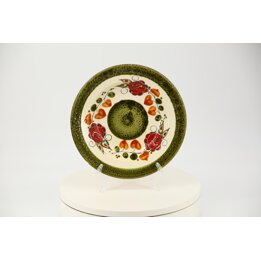 Vintage Deep Plate, Soup Bowl - SMF Schramberg Tirol - Hand Painted German Majolica Ceramics - 24 cm - 1960s Mid Century Rustiqu
