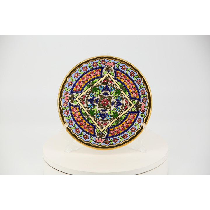 Prato Cerâmica CEARCO Espanha Ouro 24K Cuerda Seca Vintage