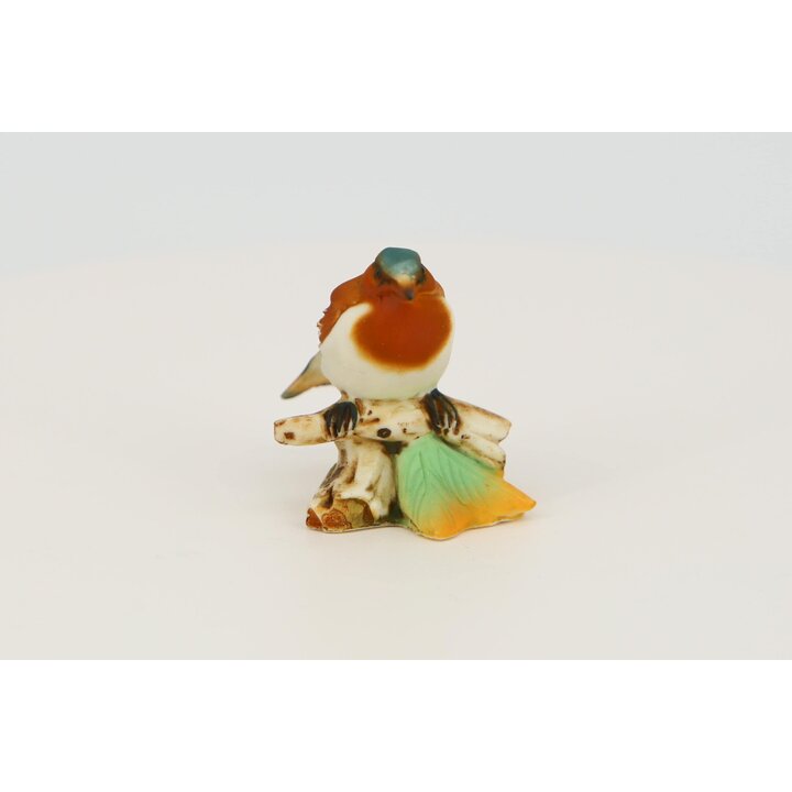 Statuina Uccello in Porcellana Capodimonte N Coronata Italia, Scultura Miniatura Ceramica Biscuit Dipinta a Mano, Arredo Vetrina
