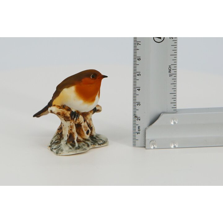 Vintage Capodimonte porseleinen vogel figuur, handbeschilderd roodborstje standbeeld, Made in Italy kroon N merk, dier miniatuur