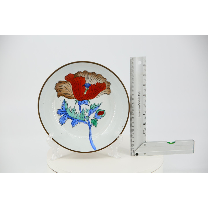 Vintage 1970s Chinese Export Porcelain & Bronze Plate