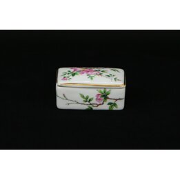 Limoges Porzellan Dose - Haviland Schmuckdose mit Rosa Rosen und Goldrand, Französische Vintage Schatulle, Frisiertisch Deko 195