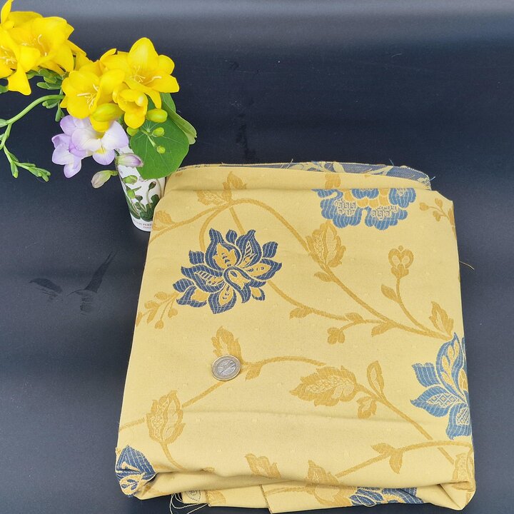 Tecido vintage, Azul e dourado, 60 cm × 3 m