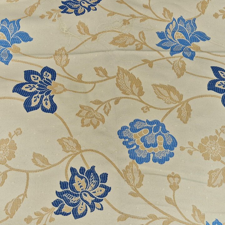 Tecido vintage, Azul e dourado, 60 cm × 3 m