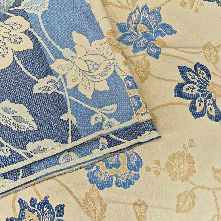 Tecido vintage, Azul e dourado, 60 cm × 3 m