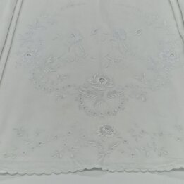 Antique Hand Embroidered Linen Sheet, Early 1900s Spanish Linen Bedding 230x245French Country Farmhouse Textile, Country Farmhou