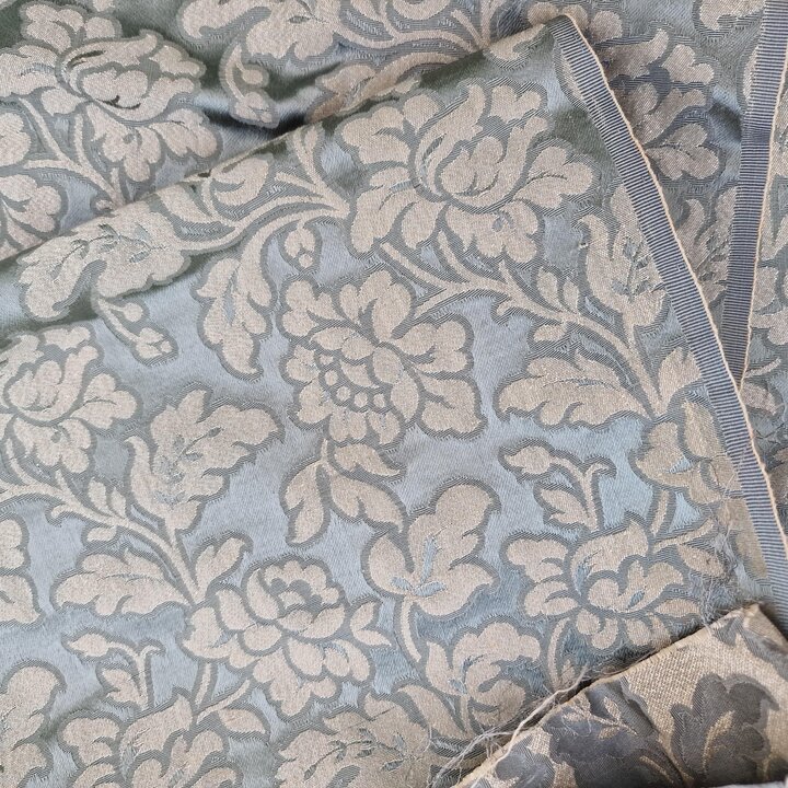 Tagli di Tessuto Jacquard Vintage, Damascato Seta Cotone Viscosa, Cucito Mid Century, 60x120 cm e 30x150 cm, Restauro
