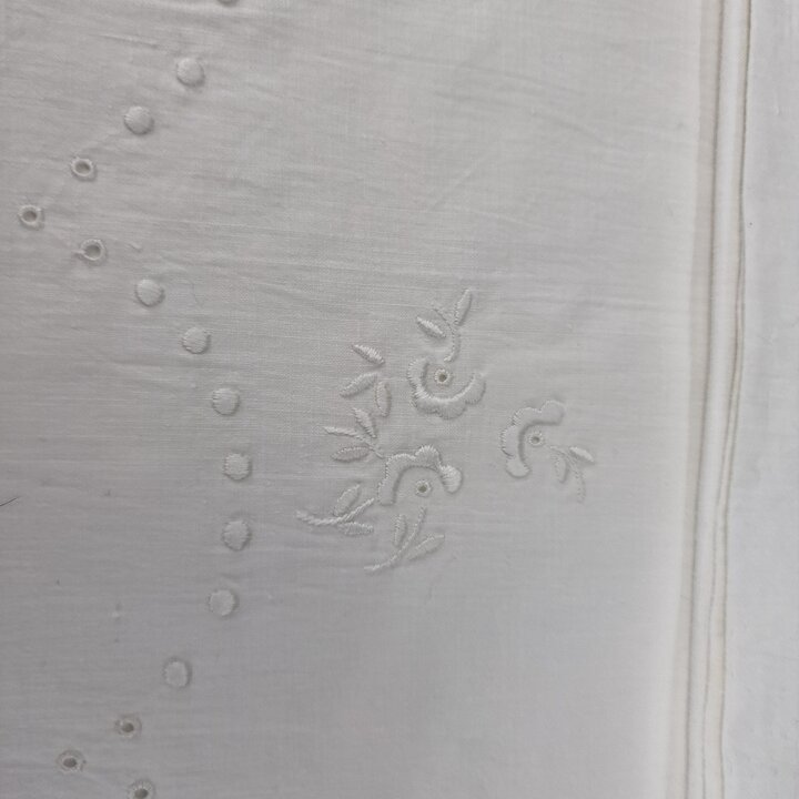 Ensemble de linge de lit: coton, Années 1950, MC, Drap, Taie de traversin