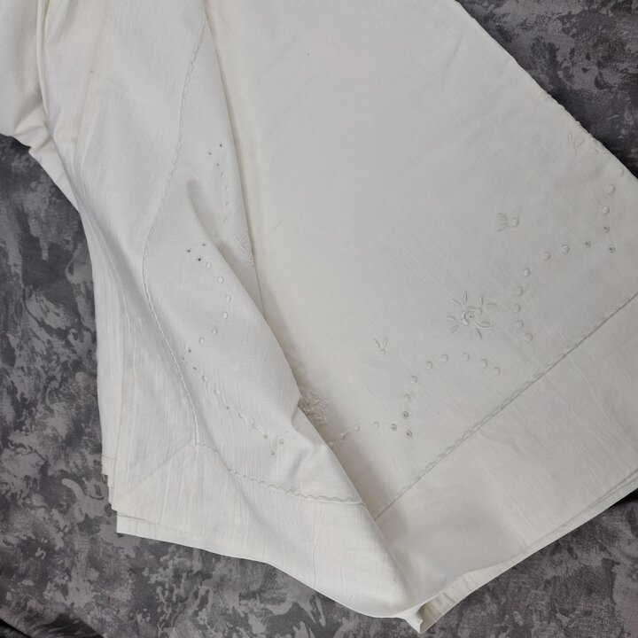 Ensemble de linge de lit: coton, Années 1950, MC, Drap, Taie de traversin