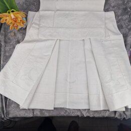 1950s Hand-Embroidered Linen Bed Set with PR Monogram - 2 Pieces