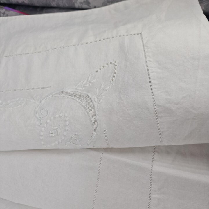 Ensemble de linge de lit: lin, Années 1950, PR, Drap, Taie de traversin