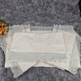 Vintage Spanish Trousseau Bedding Set - Barcelona Heavy Cotton Lace 1950s