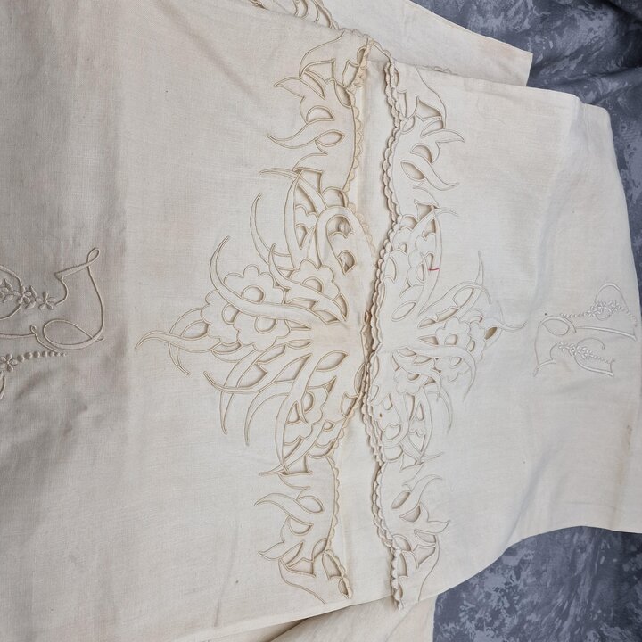 寝具セット: リネン, 1950年代, Richelieu, シーツ, 長枕カバー