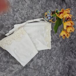 Vintage-Dessous-Set aus dünner Baumwolle mit Monogramm MQ, Art Deco, 1920er Jahre