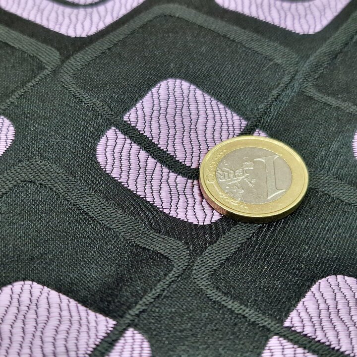 Vintage Mid-Century Jacquard Fabric - Geometric Pattern, Viscose & Silk Blend, 1950s