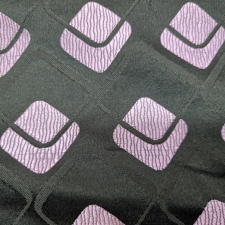 Vintage Mid-Century Jacquard Fabric - Geometric Pattern, Viscose & Silk Blend, 1950s