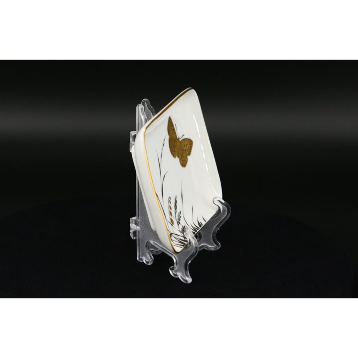 Rosenthal Handmalerei Munchen Porcelain Plate, Vintage 1970s Decorative Dish with Butterfly and Gold Leaf, Small Bavarian Trinke