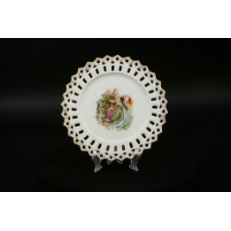 Prato Antigo de Porcelana Vazada Fragonard c. 1910