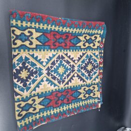 Capa de almofada, Azul e dourado, 80 × 80 cm