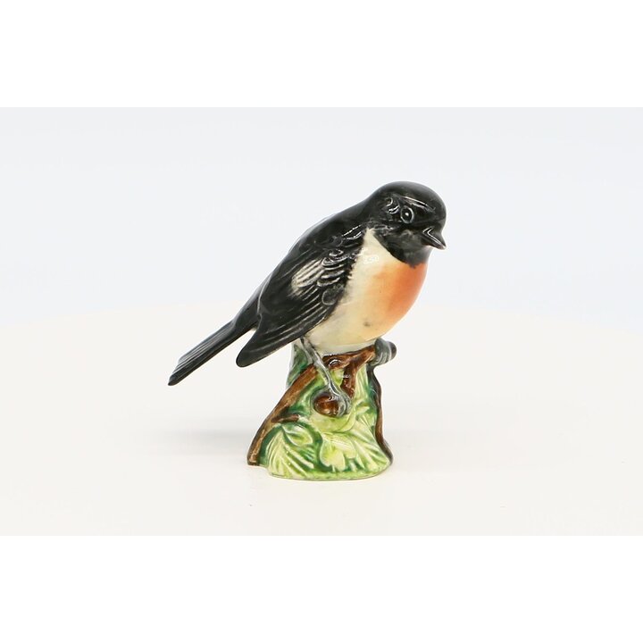 Фигурка птицы Черноголовый чекан Beswick 2274 Альберт Халлам, Ручная роспись фарфора, Английская винтажная керамика 1970-х