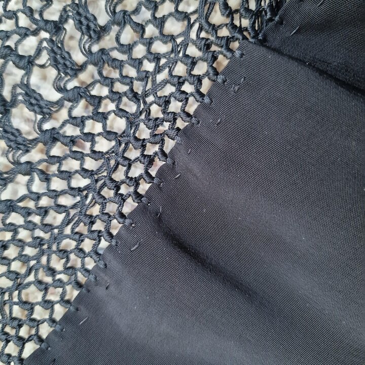 Mantón de Manila Vintage Bordado à Mão Viscose Meados Século XX