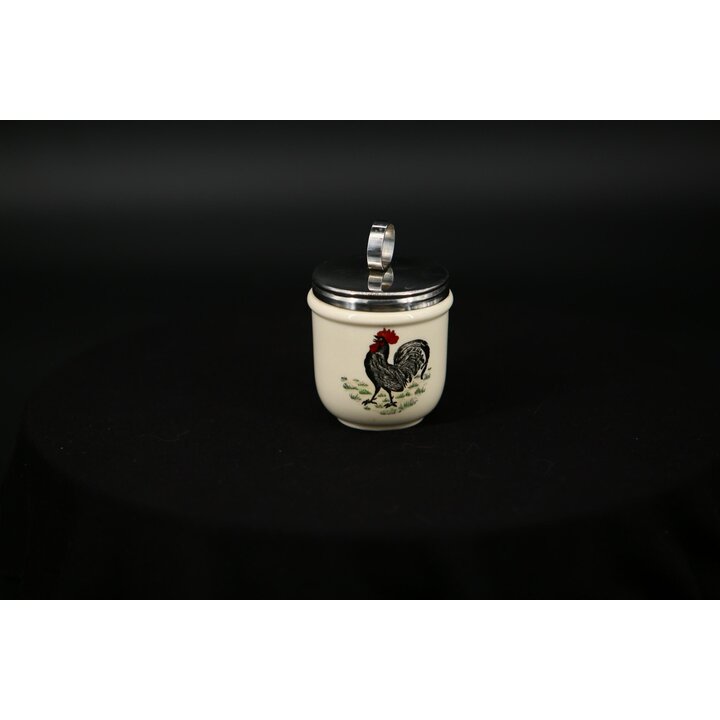 Adams England Egg Coddler, Vintage Keramische Eierkoker met Haan Motief, Ironstone Servies, Britse Landelijke Keuken Decoratie J