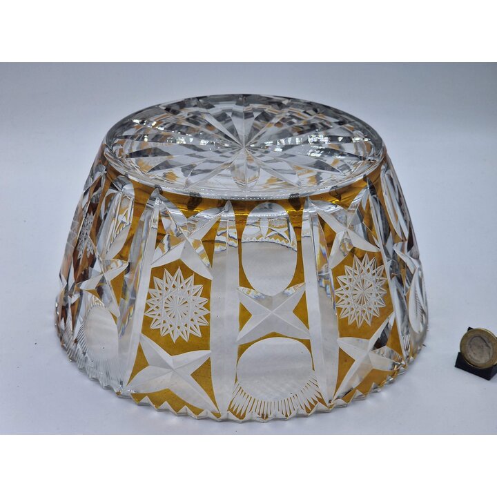 Böhmische Bernsteinkristall Schale, Handgeschliffene Glasschüssel - 2kg