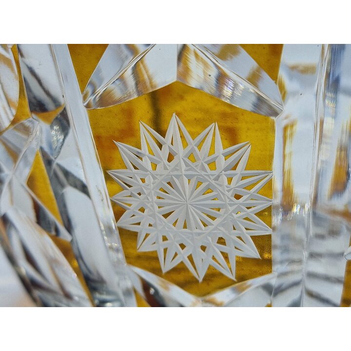 Saladeira de cristal da Boêmia âmbar, Taça lapidada à mão - 2 kg