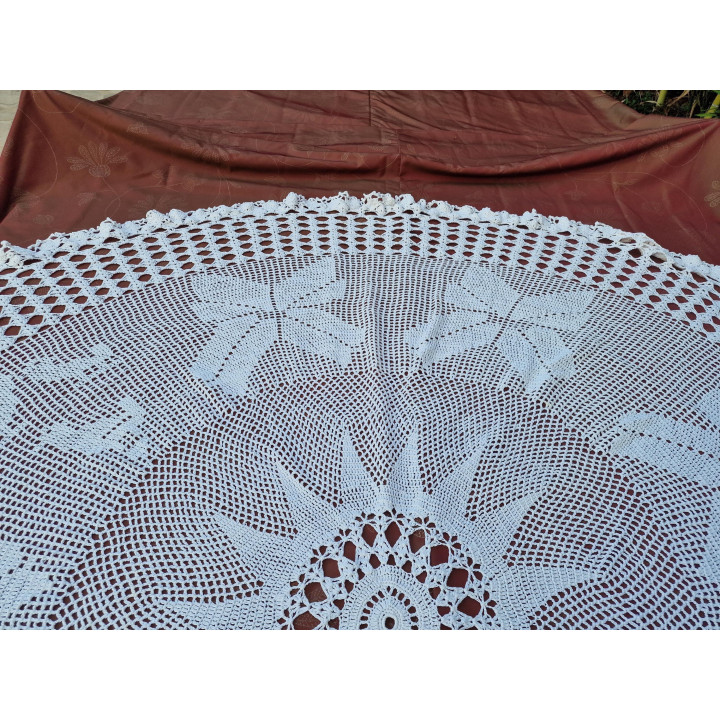 Vintage Handmade Crochet Tablecloth 170cm - 1950s