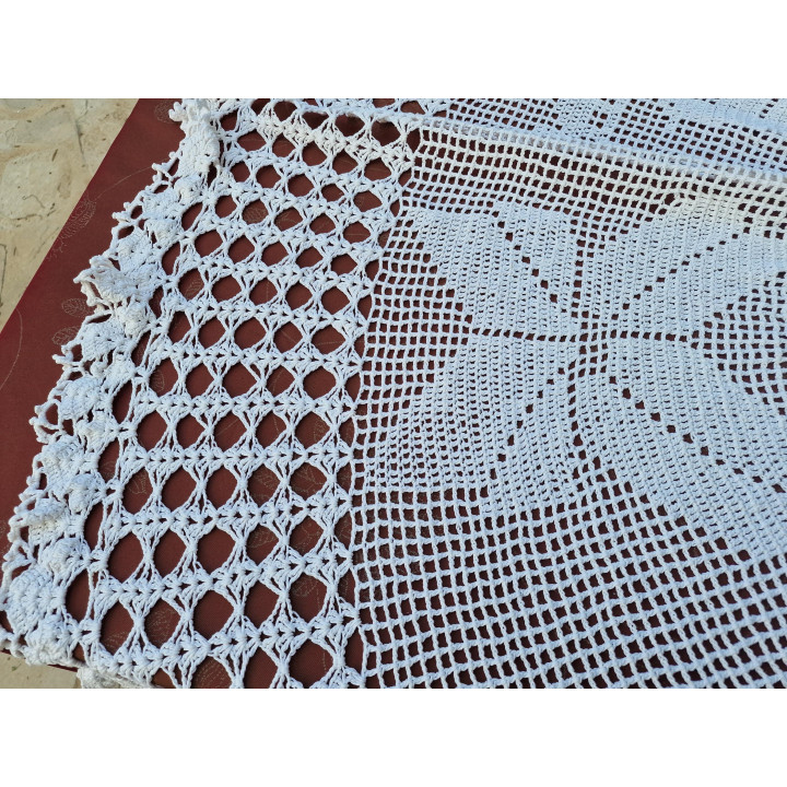 Vintage Handmade Crochet Tablecloth 170cm - 1950s