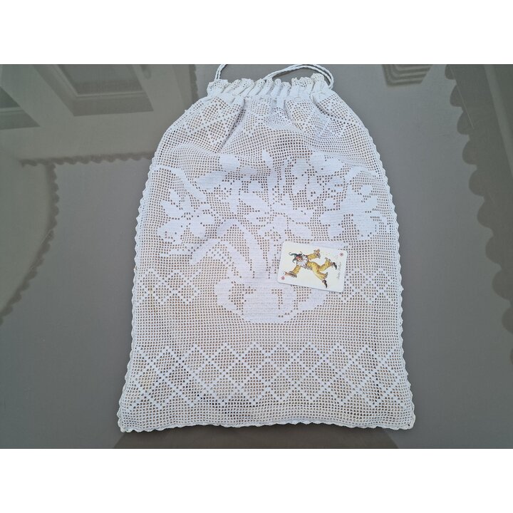 Vintage Brotbeutel Gehaekelt Brot Beutel mit Innenfutter und Kordelzug Kuechentextil 50x35 cm