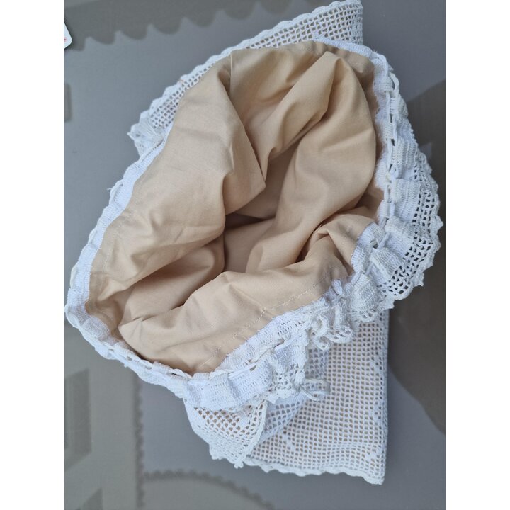 Vintage Brotbeutel Gehaekelt Brot Beutel mit Innenfutter und Kordelzug Kuechentextil 50x35 cm