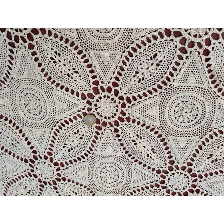 1930s Handmade Lace Bedspread - Vintage 100% Cotton