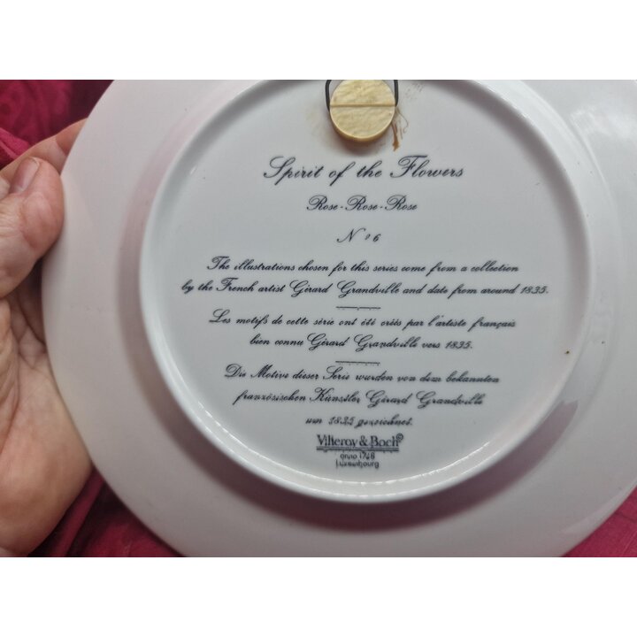 Collector Plate Villeroy & Boch Spirit of the Flowers Rose No 6 Grandville Porcelain Wall Decor 20 cm