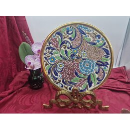 Artecer Sevilla decoratief wandbord keramik, handgeschilderd cuerda seca emaillering goud, Spaanse decoratieve schaal bloemen 21