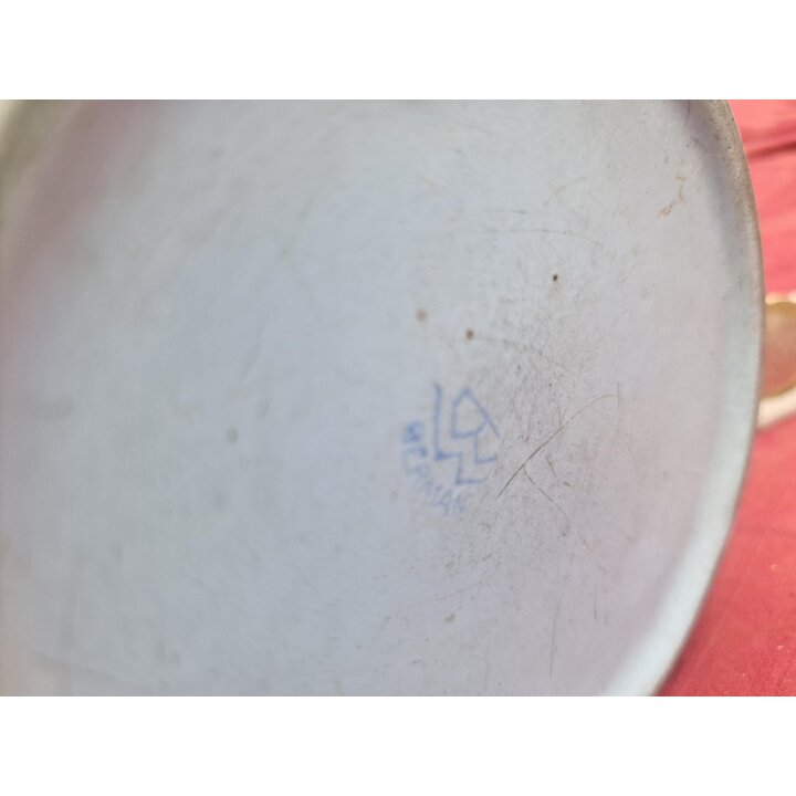 Cafetera de Ensalada Esmaltada Vintage, Jarra de Enseres Alemana, Estilo Geometrico Azul, 1 Litro, 20 cm