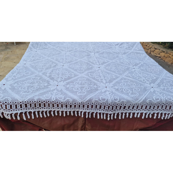 Colcha de Renda de Algodão Feita à Mão (Anos 30)