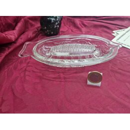 Vintage Pressed Glass Apple Grater, Clear Glass Fruit Grater Dish with Handle Spout for Baby Food Puree, Kitchenware