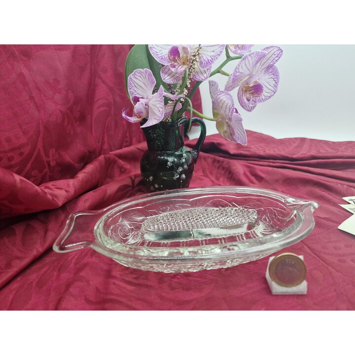 Vintage glazen appelrasp van persglas, transparante fruitrasp schaal met handvat voor babyvoeding, nostalgisch keukengerei
