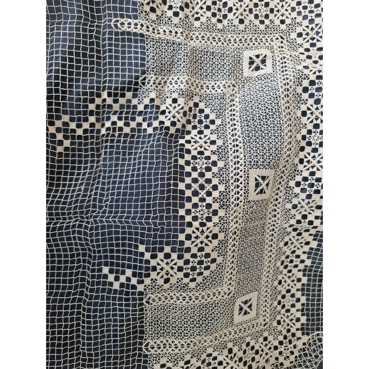 Unvollstaendige Filetspitze Handgeknuepftes Netz Quadrat, Guipure Stickerei Handarbeit, 45x45 cm, Vintage Textil