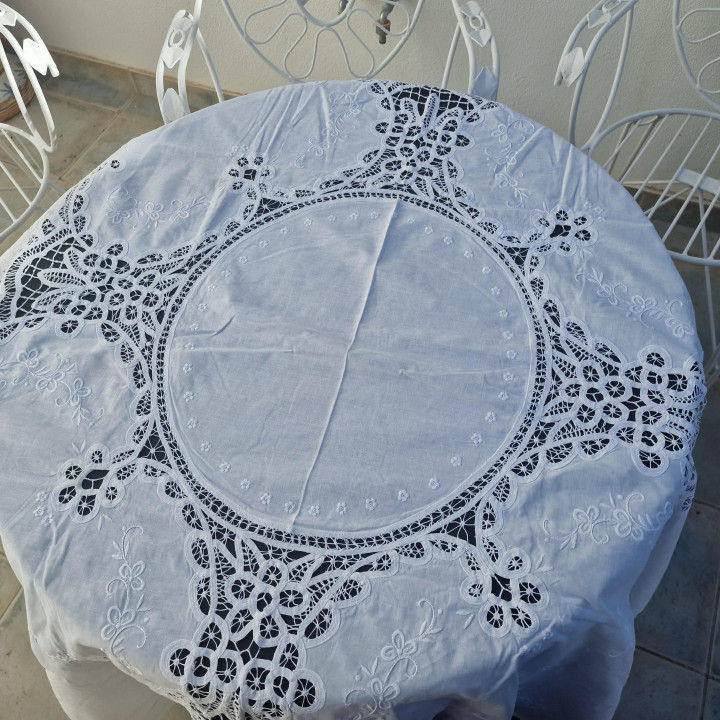 Vintage Tafelkleed Set jaren '50 & 8 Servetten, Richelieu