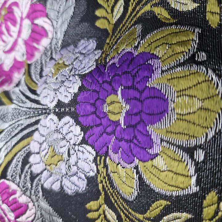 Antique Valencia Silk Brocade Fabric – Silver Lurex Floral – Reclaimed Fallera Skirt – Spanish Textile