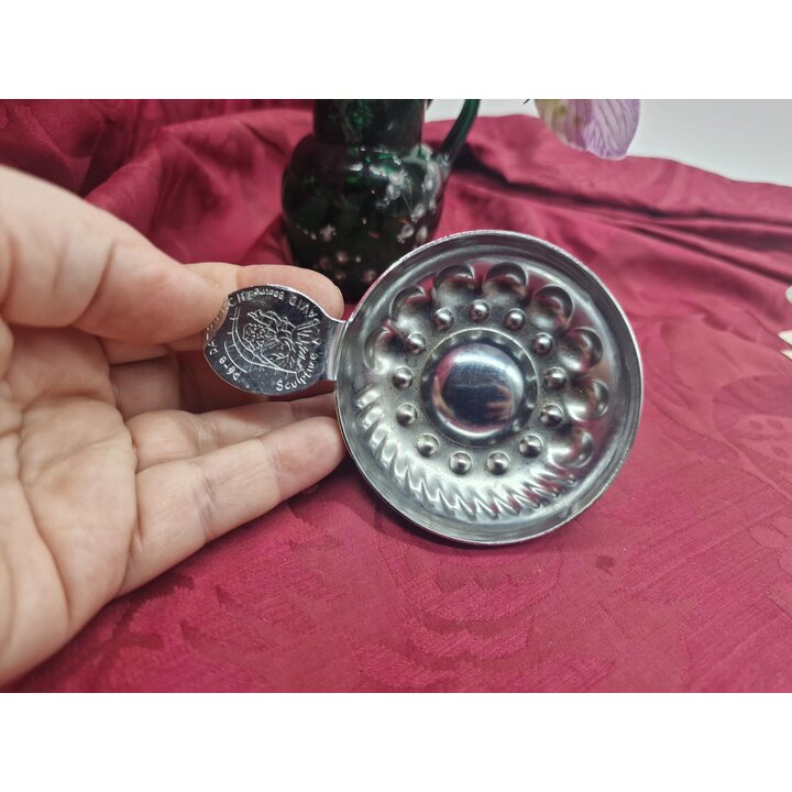 Tazza da Degustazione Vino Tastevin Pere Patriarche Beaune Metallo Argentato Sommelier Vintage
