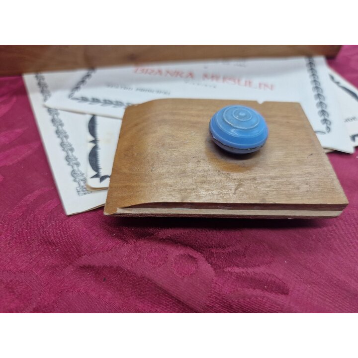 Astuccio in Legno e Asciugino Vintage, Colegio Maria Inmaculada Carcaixent 1953, Kit con Compasso Temperamatite e Tiralinee