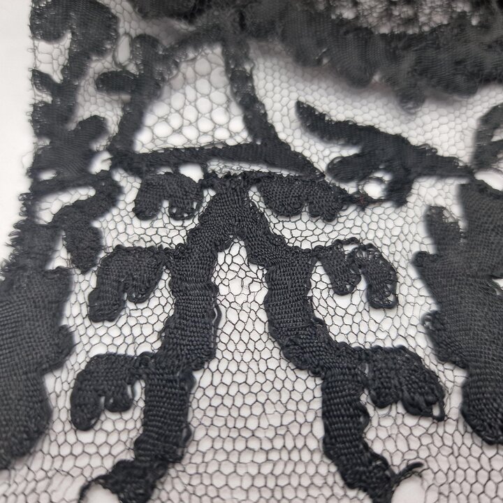 Antique Black and White Textile Lot - 15 Items - Natural Silk, Chantilly Lace, Satin, Faux Pearls - Edwardian Era Sewing Supply 