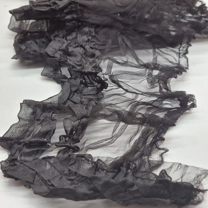 Antique Black and White Textile Lot - 15 Items - Natural Silk, Chantilly Lace, Satin, Faux Pearls - Edwardian Era Sewing Supply 