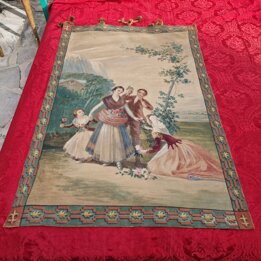 Пара Панно Ручной Работы на Холсте по мотивам Гойи, Старинные Sargas Pintadas, Весна (Цветочницы) и Осень (Сбор Винограда), нача