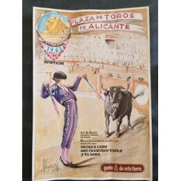 Vintage Spanish Bullfighting Poster Alicante 1985, Peregiles Lithograph Print, Corrida de Toros Ortega Cano Espla Wall Art Decor