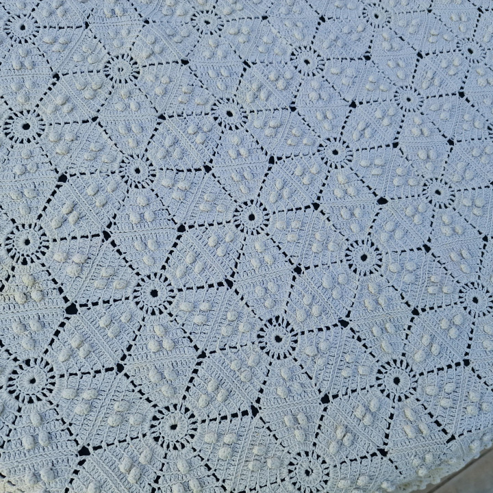 Vintage Handmade Crochet Tablecloth 140cm - 1950s Spain