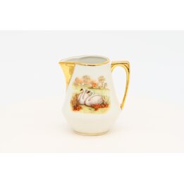 Pot à lait et crémier en porcelaine de Limoges, pichet vintage français avec cygnes et dorure, vaisselle fine des années 1980